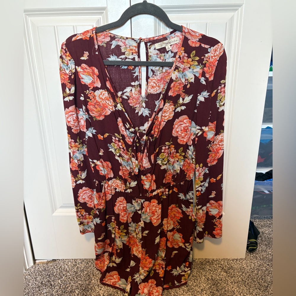 Floral Burgundy shorts romper
